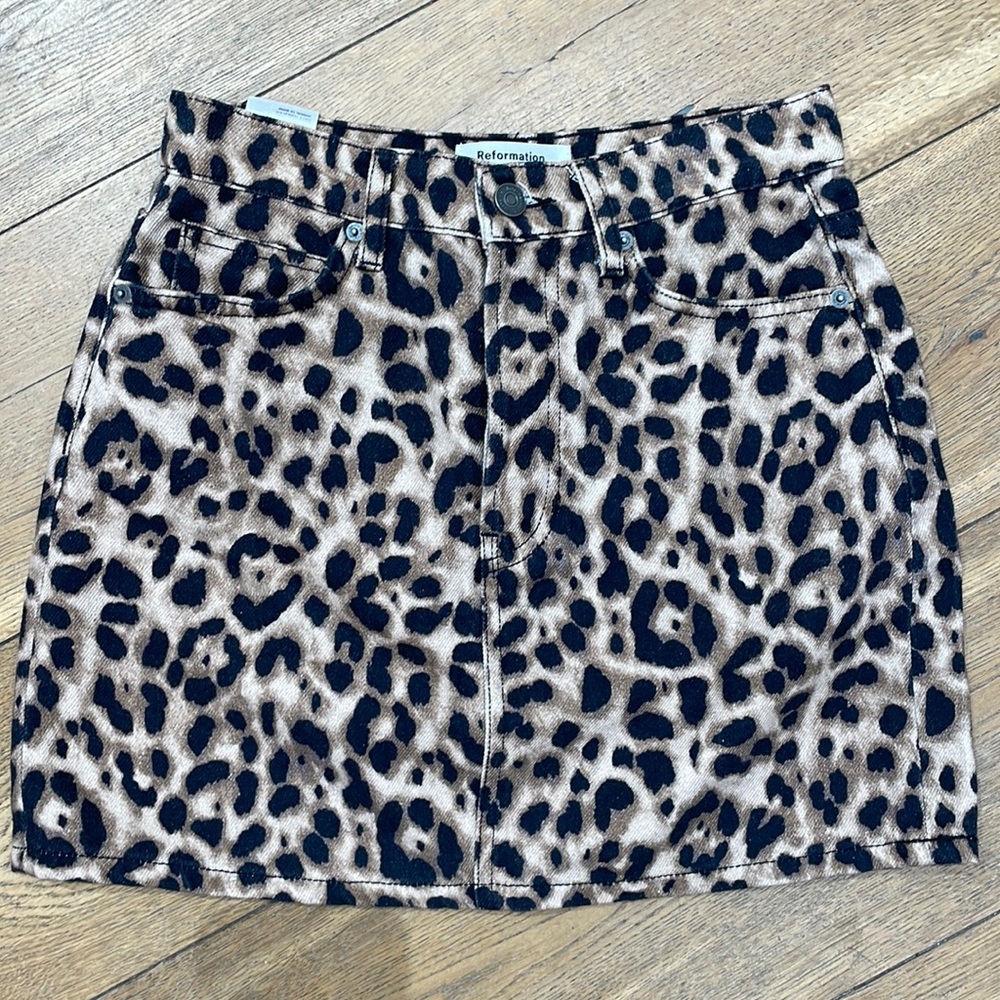 Reformation Jackie Cheetah Print Mini Skirt - 26